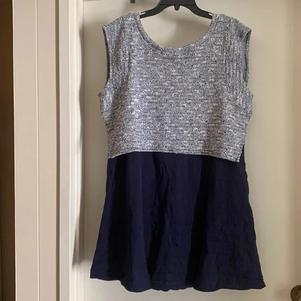 Anthropologie Daily Practice Twofer Dress S Gray Knit Navy Layered Mini NWT - Picture 5 of 12
